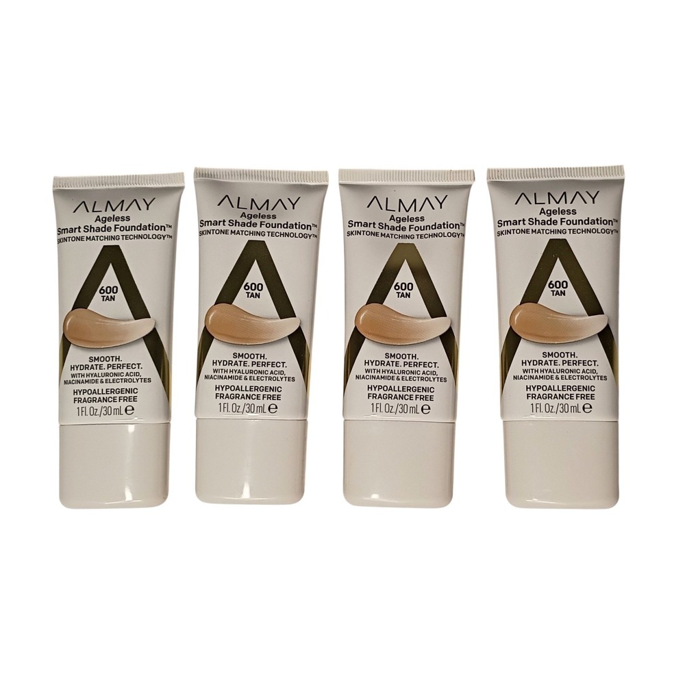 4 PACK REVLON ALMAY TAN 600 AGELESS SMART SHADE‎ FOUNDATION MAKE-UP NEW